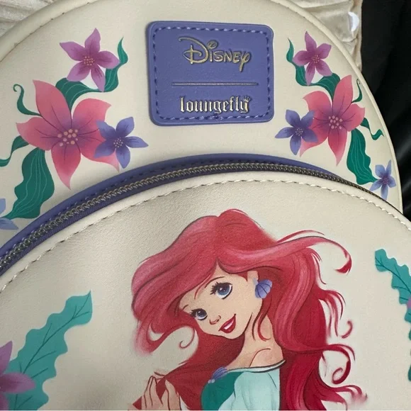 Disney Ariel The Little Mermaid Floral Mini Loungefly Backpack: NWT - Picture 2 of 10